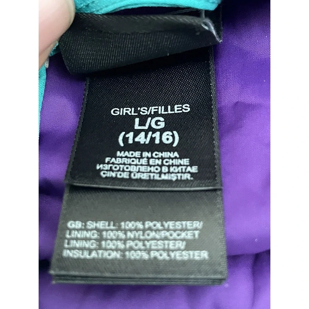The North Face Girls Hyvent Jacket Large (14/16) Teal / Purple Waterproof Hiking